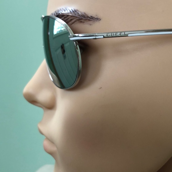 Gucci Pilot Luxury Silver White Italy c2003 Sunglasses